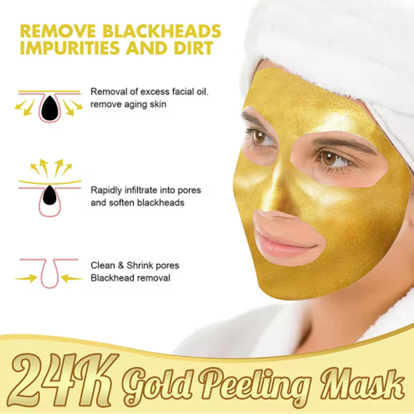 MASCĂ FACIALĂ PEEL-OFF CU AUR DE 24K