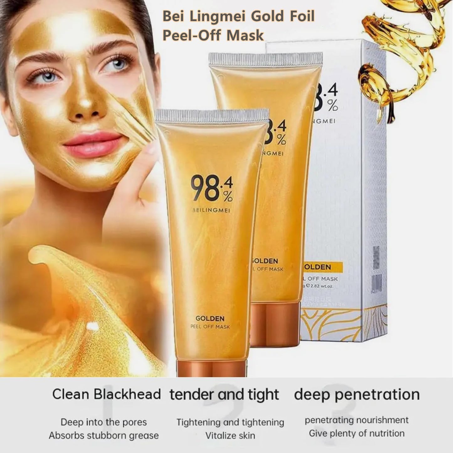 MASCĂ FACIALĂ PEEL-OFF CU AUR DE 24K