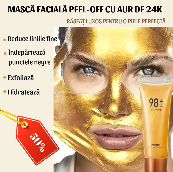 MASCĂ FACIALĂ PEEL-OFF CU AUR DE 24K