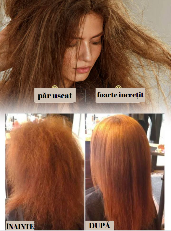 TRATAMENT PROFESIONAL CU REPARARE RAPIDĂ A PĂRULUI DETERIORAT CU COLAGEN, PROTEINE ORGANICE ȘI KERATINĂ